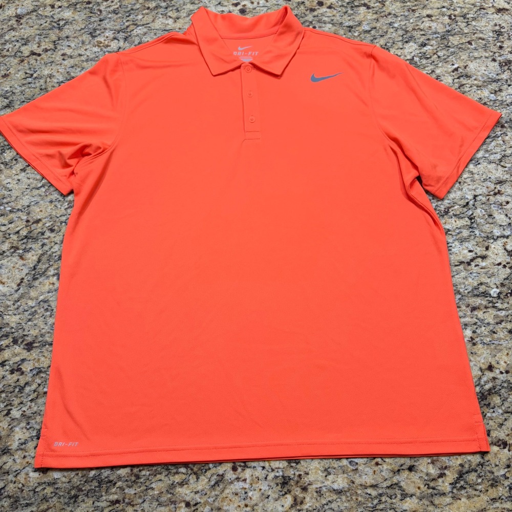 Nike Dri-FIT Polo Shirt Mens XL Orange Short Sleeve Golf Tennis Top ws